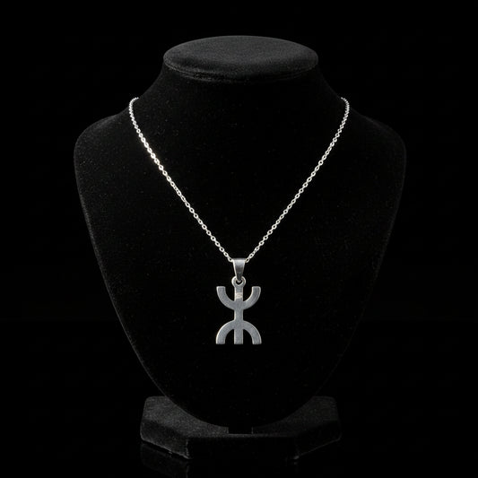 Chaîne Amazigh - Collier Fin + Pendentif Ayaz Argent Massif 925