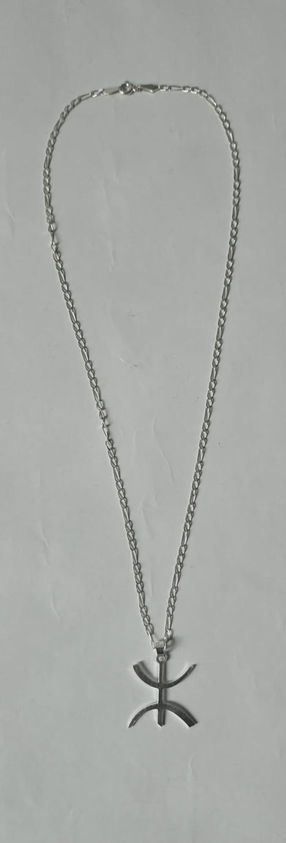 Chaîne Amazigh - Collier Fin + Pendentif Amazigh Argent Massif 925