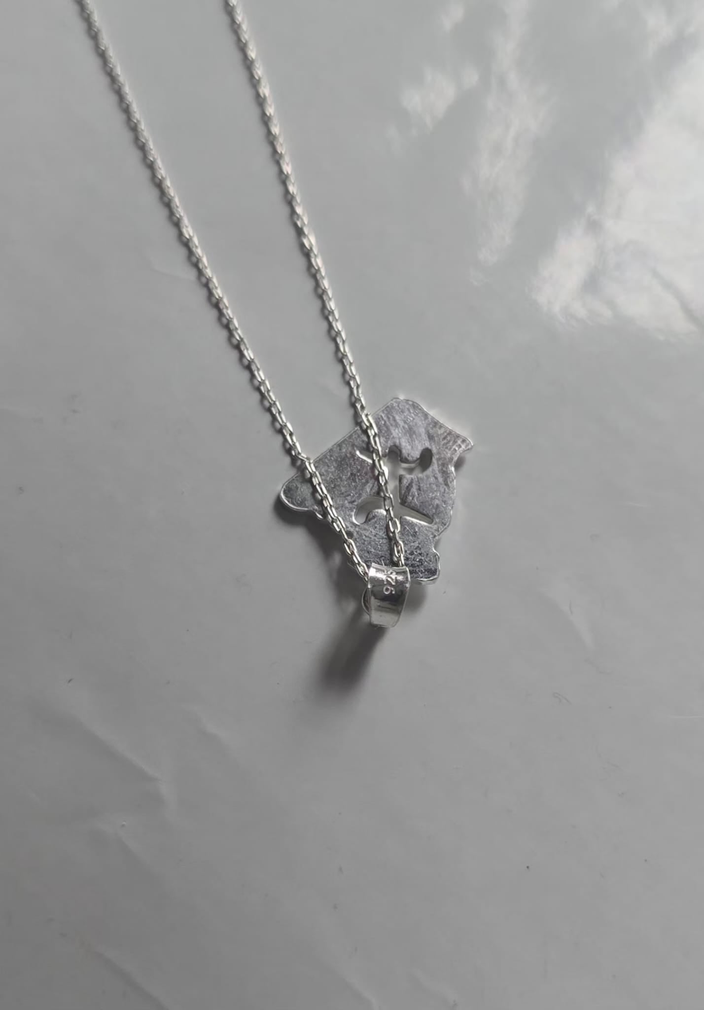 Chaîne Amazigh - Collier Fin + Pendentif Algérie Amazigh Argent Massif 925